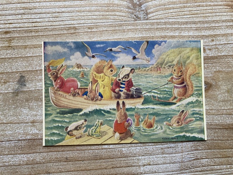 Water Ski-ing, Woodland Animals, Boat, 317, Racey Helps, The Medici Society, ...
