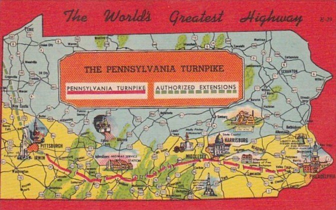 Map Of The Pennsylvania Turnpike The World's Greatest Highway
