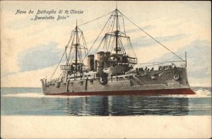 Military Italy Navy Battleship BENEDETTO BRIN c1905 Postcard