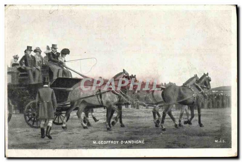 Old Postcard Geoffroy Policy & # 39Andigne Caleche Horses