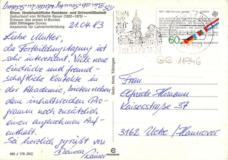 GG11946 Dillingen Donau Akademie fur Lehrerfortbildung Auto Cars Church