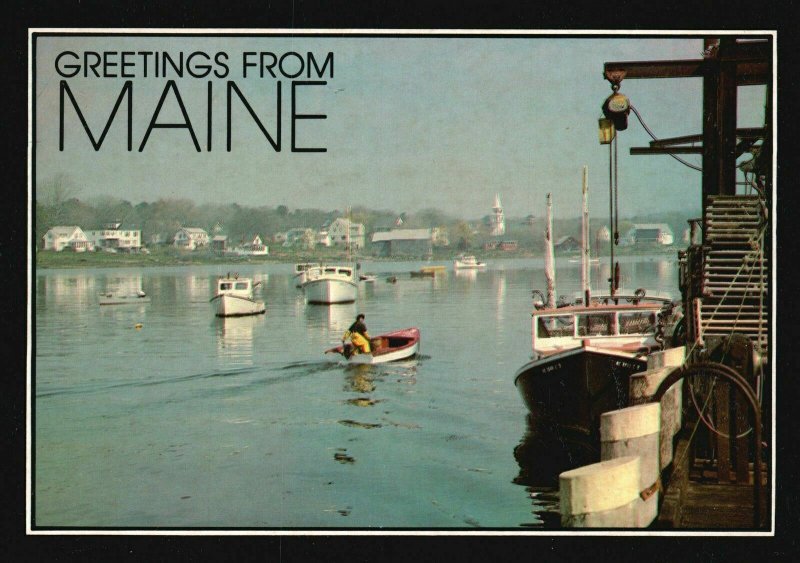 Vintage Postcard Greetings from Maine Lobstermann on his way to Tend His Straps