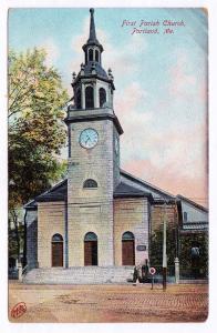 1907-1915 First 1st Parish Church Portland ME Divided DB Antique German Postcard