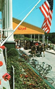 Vintage Postcard Flower Gardens Flags Grand Hotel Mackinac Island Michigan MI