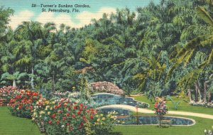 Vintage Postcard Turner Sunken Gardens St. Petersburg Florida Sun News Co. Pub.