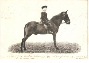 Prince Albert of Wales. On horse Old vintage English postcard