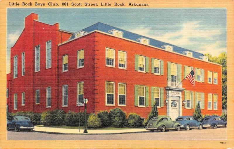AR, Arkansas  LITTLE ROCK BOYS CLUB~Scott Street  c1940's Tichnor Linen Postcard