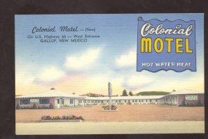 GALLUP NEW MEXICO ROUTE 66 COLONIAL MOTEL VINTAGE LINEN ADVERTISING POSTCARD