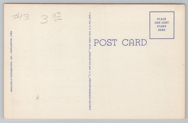 Burlington IA~RR & Bus Station~Serves Amtrak & Bus Passengers~Streamlined~Linen 