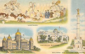Iowa Capitol Building Soldiers & Sailors Monument Des Moines Vintage Postcard