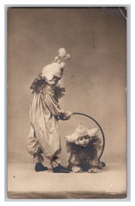Postcard Two Girls Clown Outfits Performing Circus Vintage Standard View Card 