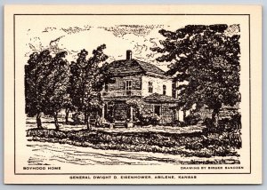 Sketches~Abilene Kansas~Boyhood Home Of General Dwight Eisenhower~Vtg Postcard