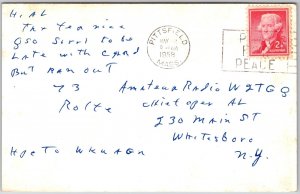 1958 QSL Radio Card Code KN1GFT Pittsfield Mass Amateur Station Posted Postcard