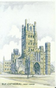 Cambridgeshire Postcard - Ely Cathedral - West Tower - Ref TZ9357