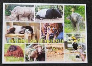 [AG] P59 Malaysia National Zoo Tiger Lion Panda Hornbill Elephant (postcard *New