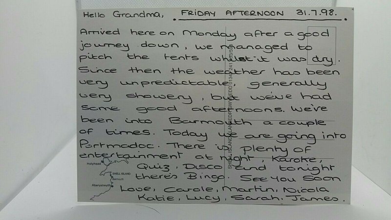 Vintage Postcard, Shell Island North Wales 