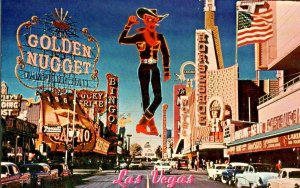 c.1960s Golden Nugget Casino Postcard Cowboy Horseshoe Bingo Lucky Strike