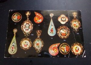 UNUSED POSTCARD - ALLEGRO MOSIAC EARRINGS, ALPINE IMPORTS N.Y. - CREASED