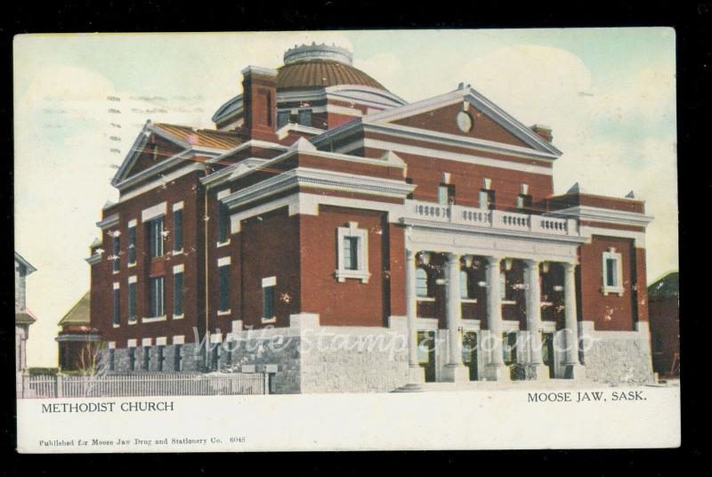 1908 Postcard Methodist Church at Moosejaw Saskatchewan SASK Canada  B1581