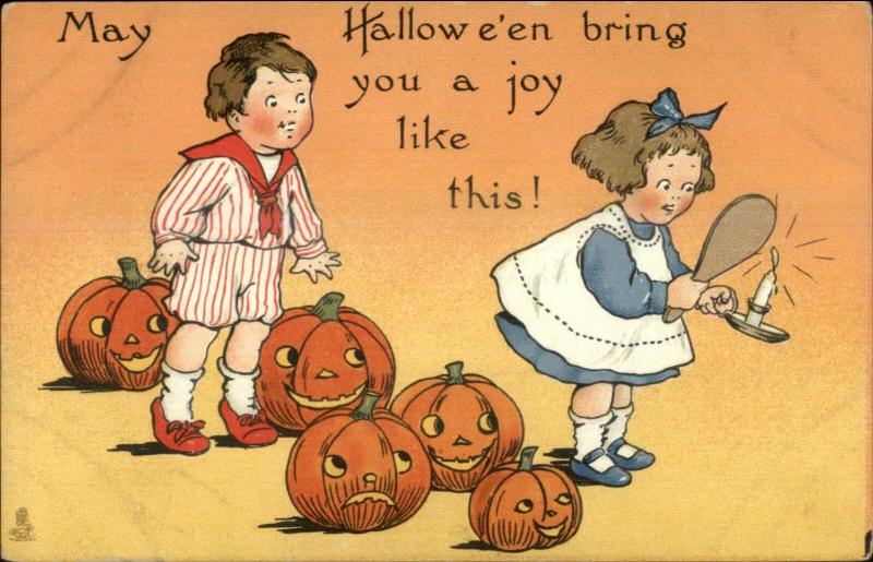 Halloween TUCK Series 188 Boy Girl Mirror JOLs c1910 Postcard