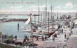 Sail Boats Yachts Dock Block Island Rhode Island 1907 postcard