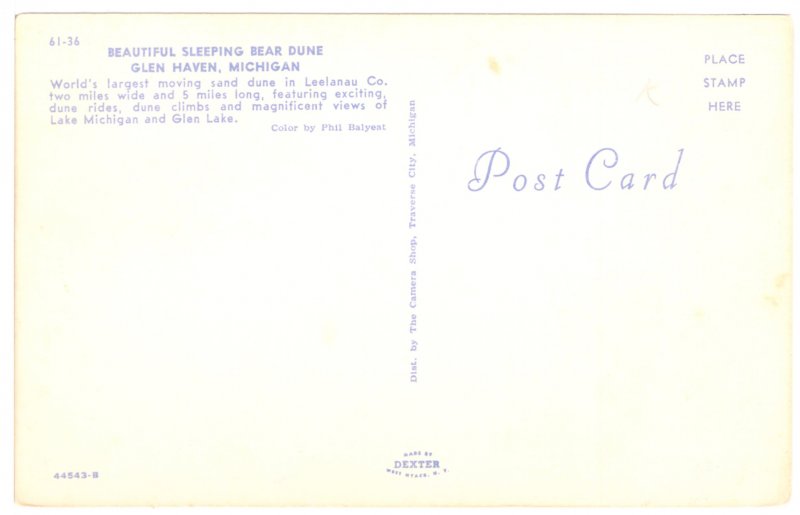 US    PC3389  SLEEPING BEAR DUNE, GLEN HAVEN, MICHIGAN