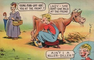 Boy Milking Cow Comic