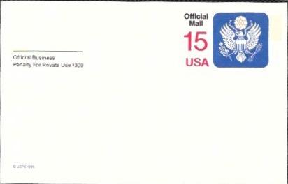 US Postcard Mint. Official Mail USA  Issued in 1988.