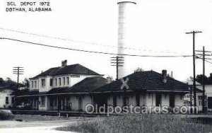 SCL Depot, 1972, Dothan, AL, Alabama, USA Kodak Real Photo Paper Train Railro...