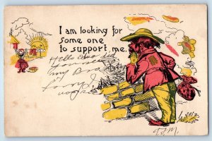 1906 Hobo Bum I Am Looking For Some One To Support Me Wyoming IL Posted Postcard