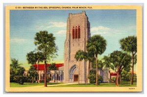 Bethseda By the Sea Episcopal Church Palm Beach Florida UNP Linen Postcard S15