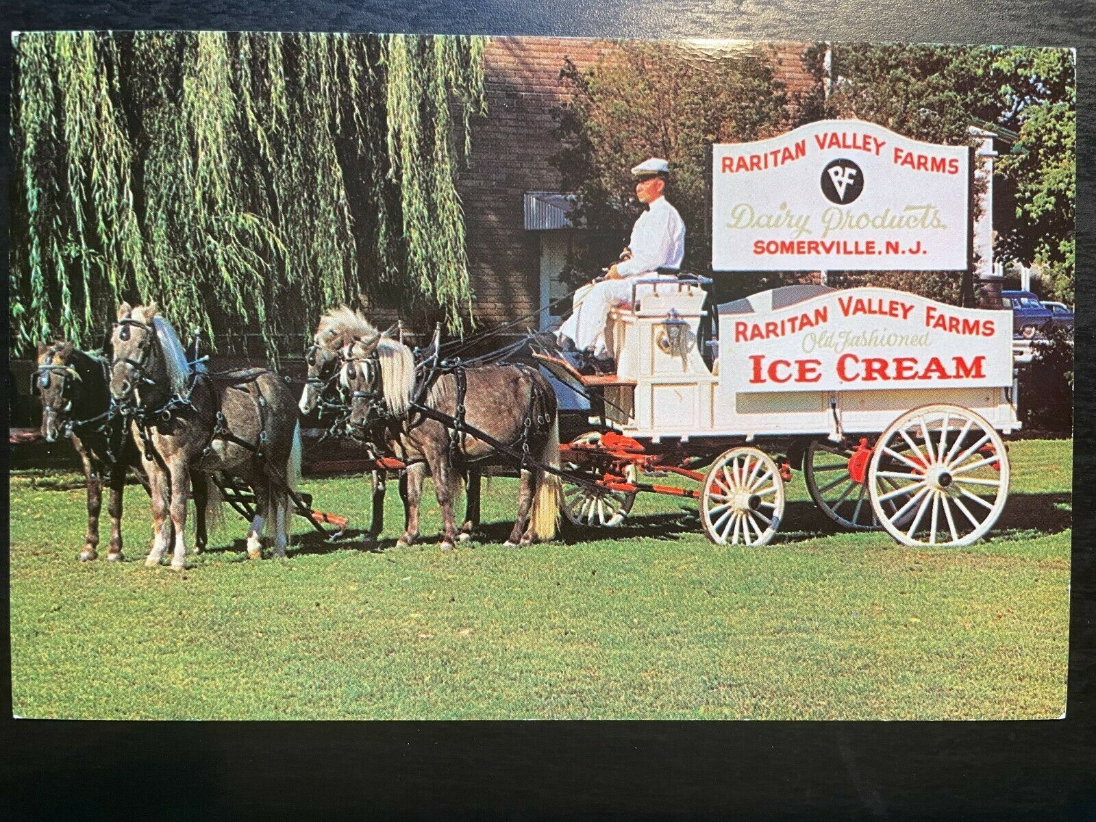Vintage Postcard 194050's Raritan Valley Farms Ice Cream Wagon Somerville N.J. Other