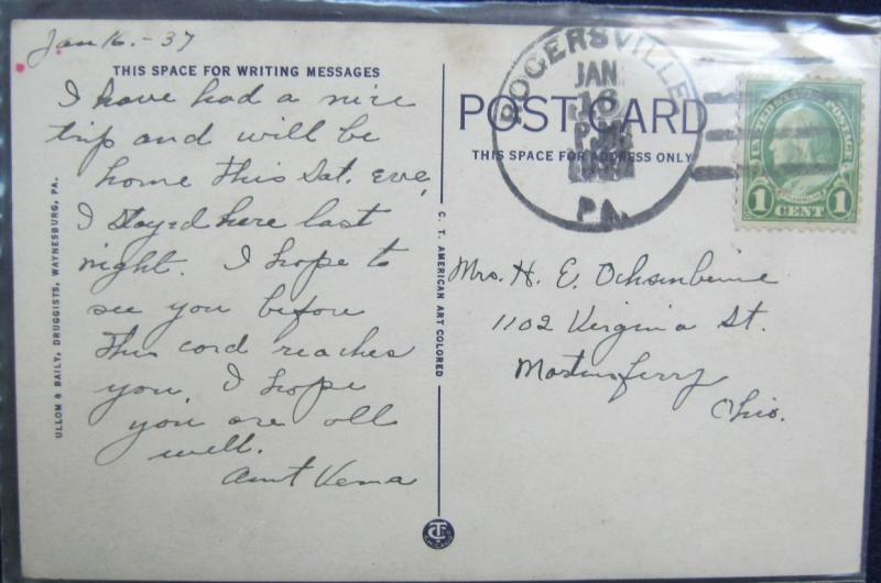 Fort Jackson Hotel Waynesburg PA 1937