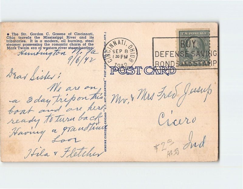 Postcard Str. Gordon C. Greene Mississippi River USA