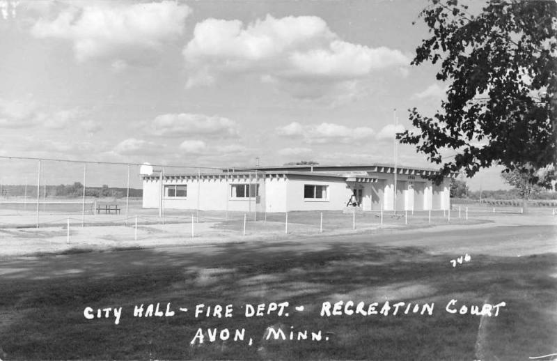 Avon Minnesota City Hall Rec Court Real Photo Antique Postcard K82227