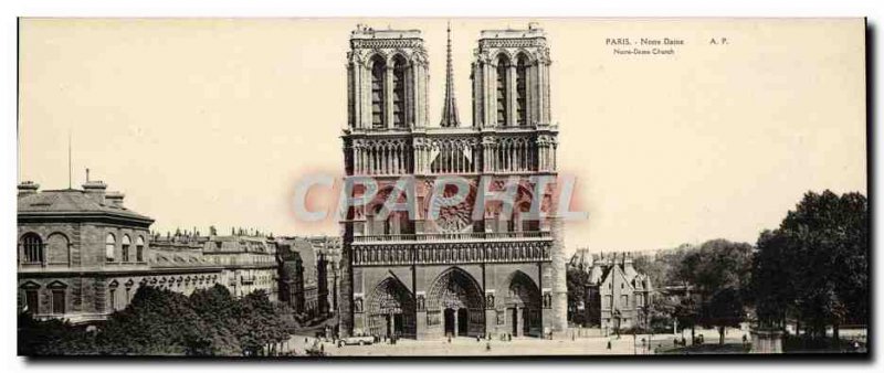Old Postcard Large Format Paris Notre Dame 28.5 * 11 cm