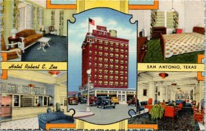 Postcard Texas San Antonio Robert E. Lee Hotel Multiview LINEN 1948 S57