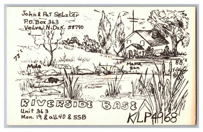 QSL Radio Card From Velva N. Dak. North Dakota KLP4968 