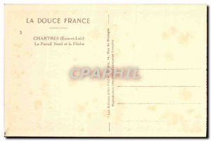 Old Postcard Chartres North Portal and Fleche