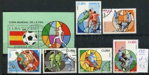 265144 CUBA 1981 year used stamps set+S/S soccer ESPANA 82