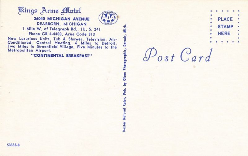 Dearborn MI, Michigan - Kings Arms Motel