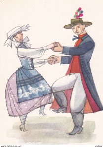 POLAND, Dancing Couple art postcard , 40-50s ; #7