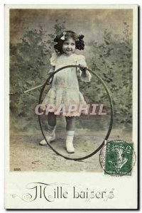 Postcard Old Child Hoop