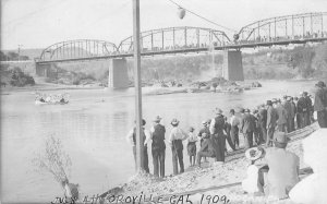 RPPC July 4th Parade OROVILLE, CA Feather River Bridge 1909 Hogan Photo Antique