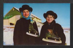 Amish Skaters Postcard 