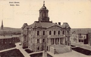 CADIZ OHIO COURT HOUSE~1910 ELEVATED VIEW POSTCARD