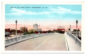 Antique View of City from Viaduct, Shreveport, LA Postcard