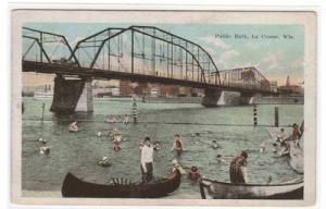 Canoe Public Bathing Bridge La Cross Wisconsin 1920c post...