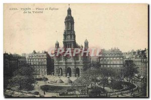 Old Postcard Paris Square and Church of the Trinity