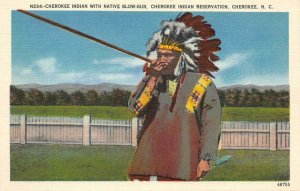 Native American Indian Blow-Gun Cherokee Reservation NC c1940s Vintage Postcard